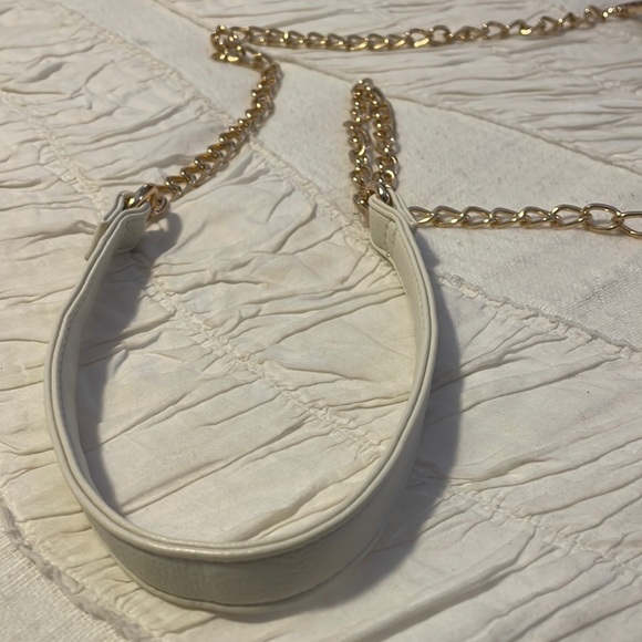 Clear Stadium Bag with White Leather Trim & Gold Hardware - Picture 5 of 6